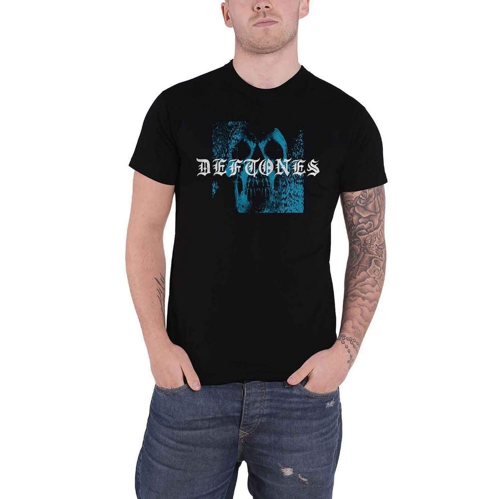 Deftones T Shirt Static Skull Band Logo Official Mens Black M