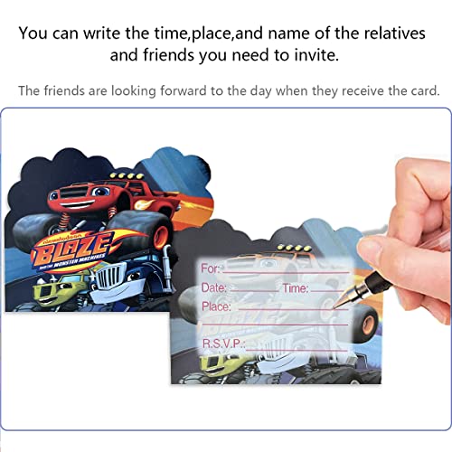 simyron Carte Invitation Anniversaire Enfant de Fête Blaze Truck 12 Cartes d'invitation Amusantes pour Enfants pour 12… - Image 5