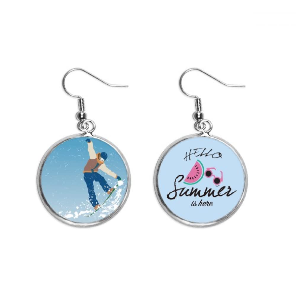 Pendientes de sandía tema deporte de invierno ski jumping regalo original 5