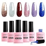 AIMEILI Esmaltes Semipermanentes para Uñas en Gel UV LED, Kit de Esmaltes de Uñas Esmaltes Pintauñas Permanente Soak Off 6 Colores 8ml - Set 29