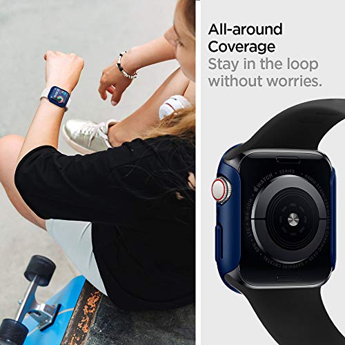 Image of Spigen Thin Fit for Apple Watch SE3 44mm Case, SE2 /SE /Series 6 /5 /4 44mm Lightweight Hard Cover Case - Metalic Blue