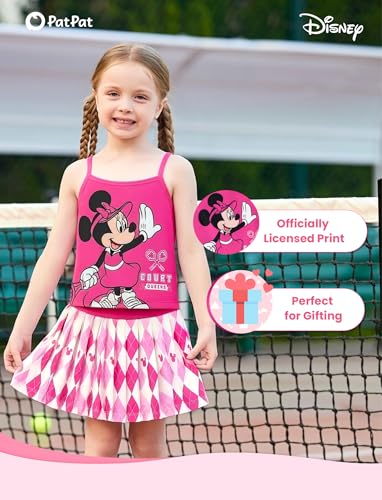 Image of Disney Minnie Frozen Stitch Princess Toddler Girls' Tennis Skirt Sets Kids Athletic Camisole Top & Skort 2 Piece Outfit 2-9Y