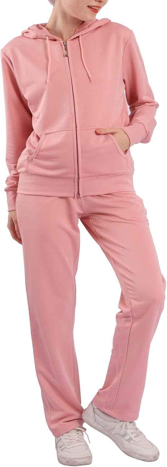 LeeHanTon Velour Tracksuit Womens Sweatsuit Set - Athletic Zip Up Hoodies and Sweatpants Outfits with Stripes