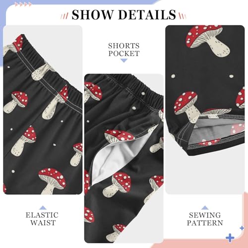 Pajama Bottoms, Pajamas Long Pant Cartoon Mushrooms Lounge Wear Casual Black Sleep Pants Soft Pjs Sleepwear4