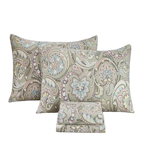 Image of FADFAY Paisley Sheets Set Twin XL Boho Paisley College Bedding Luxurious Bohemian Damask Dorm Bedding 100% Egyptian Cotton 800 Thread Count Deep Pocket Fitted Sheet 4Pcs, Twin XL Size