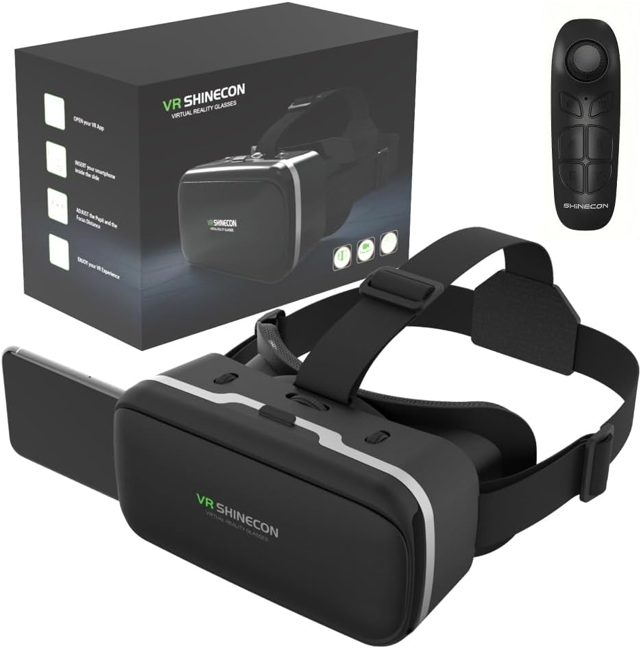 VR Headset for Phone with Controller, Anti-Blue Eyes Protected HD Lenses, 110° FOV Virtual Reality Headsets VR Goggles for iPhone 16/15/14/13/12/11, Samsung, Android VR Headset for Phone with Controller, Anti-Blue Eyes Protected HD Lenses, 110° FOV Virtual Reality Headsets VR Goggles for iPhone 16/15/14/13/12/11, Samsung, Android