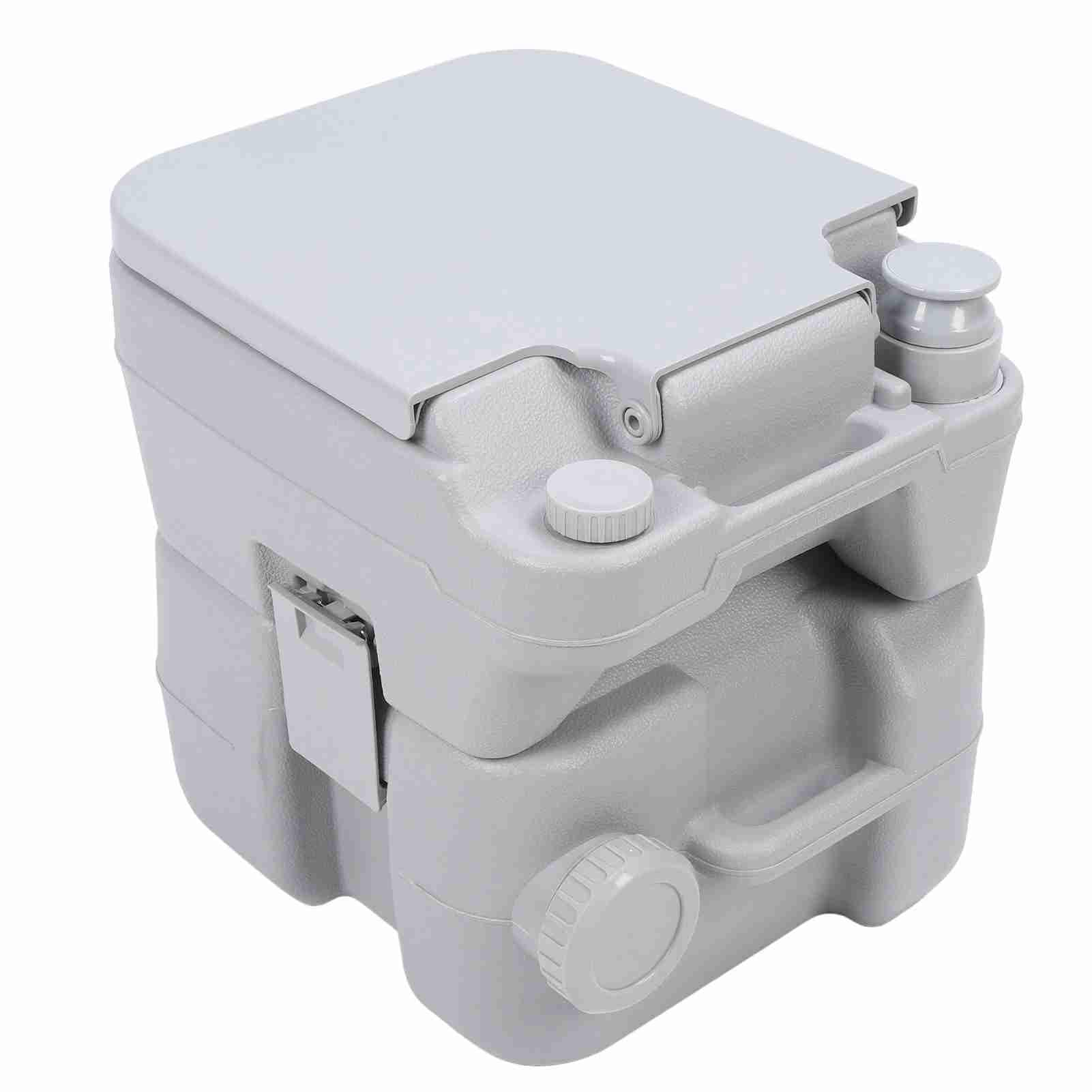 Inodoro Portátil para Acampar con Salida de Agua Doble de Alta Capacidad para Viajes en Coche, Barco, RV, Material ABS Gris 12L/10L (20L)