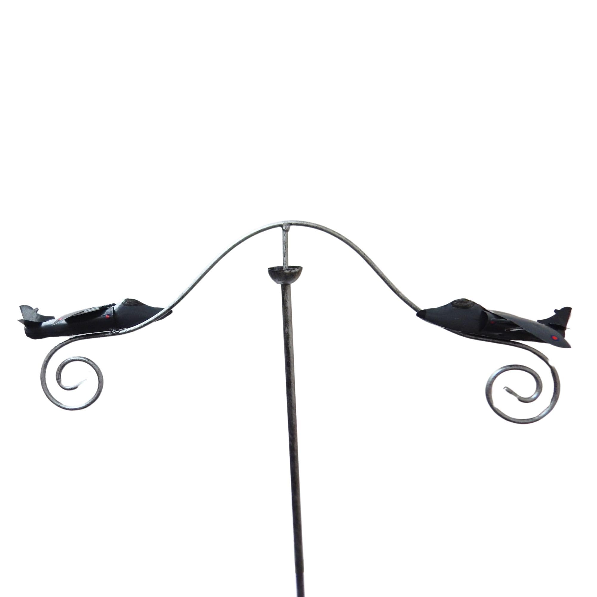 Sk Style Various Metal Garden Wind Spinner Stake - Harrier Jump Jet, 2 Plane Kinetic Design