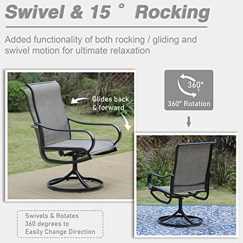 Sophia & William Patio Dining Set 8 Pieces With 13Ft Double-Sided Patio Umbrella Twin Outdoor Metal Umbrella Dining Set, 6 X Swivel Patio Dining Chairs, 1 Wood Like Umbrella Table For Lawn Garden Pool #TOP4