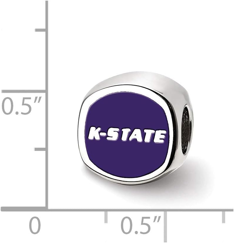 LogoArt Logo Art Sterling Silver Kansas St Wildcats Cushion Shaped Logo Bead