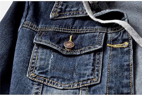 Women's Casual Long Sleeve Slim Hoodie Denim Jacket, Button Down Removable Hoodie Jean Jacket4