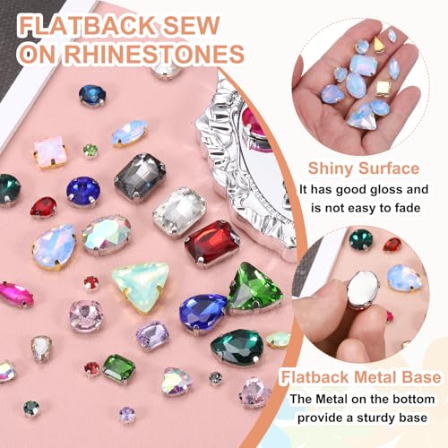 Gemas de cristal traseras planas para costura artesanal y decoración de ropa 4