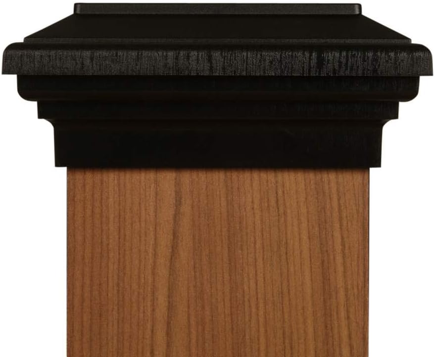 6x6 Post Cap (5.5 inch) (Case of 14) Black Island Flat Square Newell Top for Fences, Decks, Railings, and Mailboxes, by Atlanta Post Caps