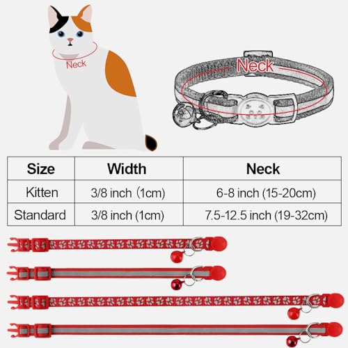 Image of Taglory 2 Pack Cat Collar with Bell, Breakaway Buckle and Reflective Strip | Adjustable 15-20 cm for 2-6 Months Cat, Quick Release Clip, Kitten and Adult Cats, Spare Collar Included, Indoor Outdoor Use