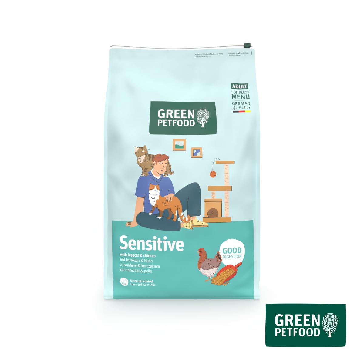 Green Petfood Cat Sensitive Insekten Trockenfutter 7,5 kg Adult Premium Monoprotein weizenfrei