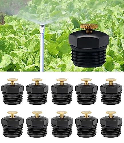 Yulaiyoen 10 Pcs Garden Irrigation Misting Nozzles 1/2" Adjustable Garden Lawn Watering 360° Misting Sprinkler Heads Micro Irrigation Sprayer For Garden Irrigation System #TOP15
