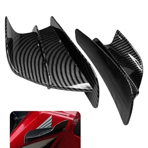 JYIS 2 PCS Motorcycle Fairing Wings, Carbon Fiber Style Aerodynamic Side Spoiler, Self-Adhesive Air Deflectors, Universal for Motorcycle Scooter Kawasaki Ninja 500 650ZX6R YZF R3 R25 Z400 CBR
