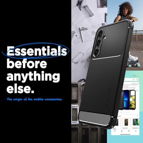 Image of Spigen Rugged Armor | Samsung Galaxy S23 FE Case [Air Cushion Protection] [Flexible] Galaxy S23 FE Back Cover | TPU - Matte Black