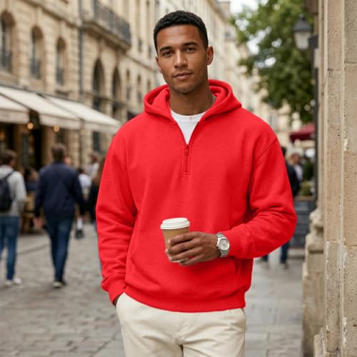 Mens Zip Up Hoodie 1/4 Zip Fleece Big and Tall Classic Oversized Hoodies - image 6