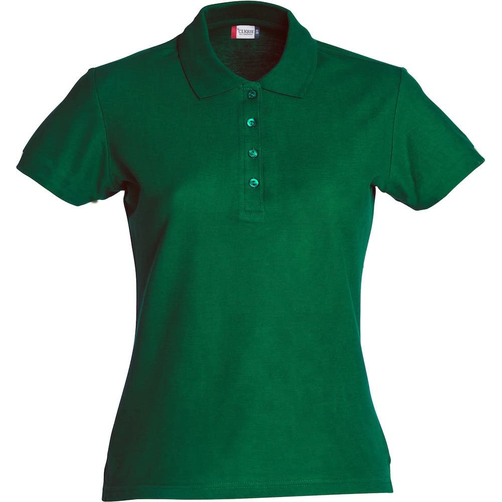 Clique Womens/Ladies Plain Polo Shirt Bottle Green M 100% Cotton Short-Sleeved Oeko-Tex Certified