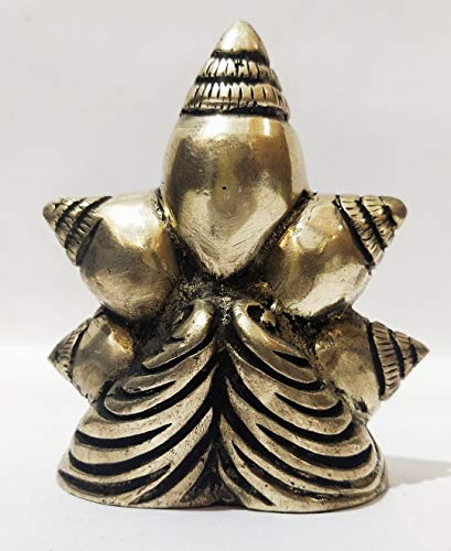 Estatua de Ganesha de Latón en Forma de Concha 10.5 cm miniatura 3