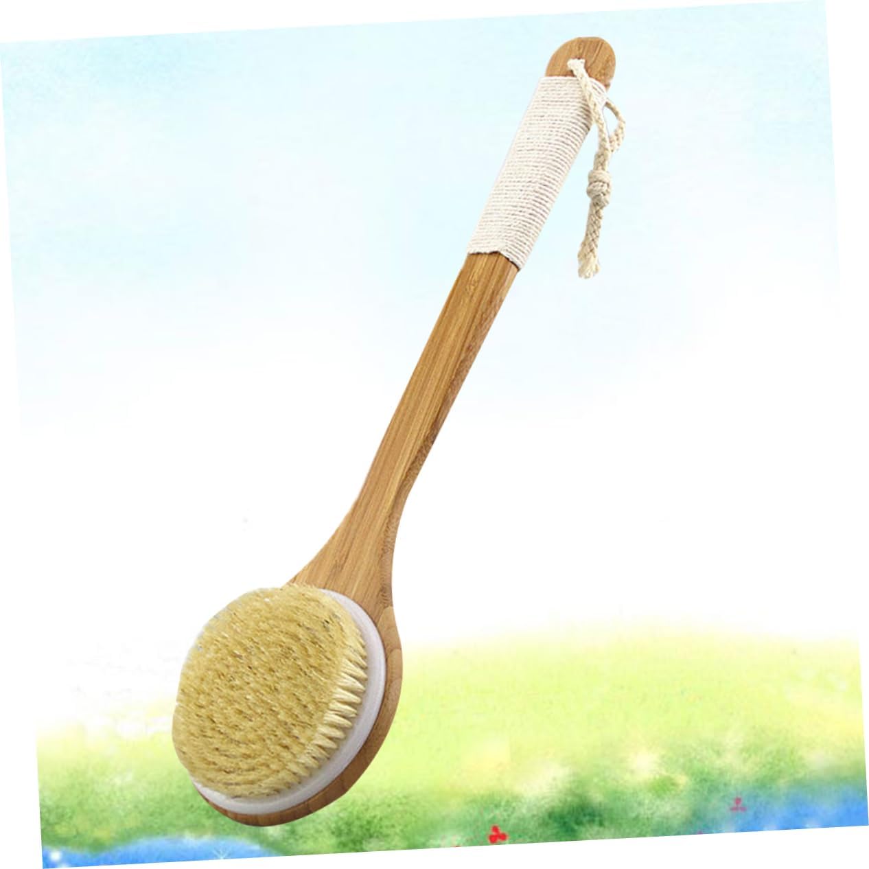 Bristle Bath Handle Exfoliating Back Scrubber for Body Massage Soft Bristle Hair for Gentle Cleansing Shower Accessory for Men and Women