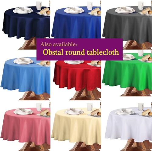 Image of Obstal 210GSM Round Table Cloth, Gold, 70 Inch Diameter | Oil-Proof Spill-Proof Water Resistance Microfiber Tablecloth, Decorative Fabric Circular Table Cover for Outdoor /Indoor Use