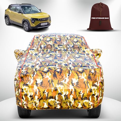 Image of Walser Waterproof Car Cover for Mahindra XUV 3X0 | All-Weather Full Car Body Protection | with Mirror & Antenna Pocket | Dustproof, Windproof & Anti-Scratch Lining, Camouflage