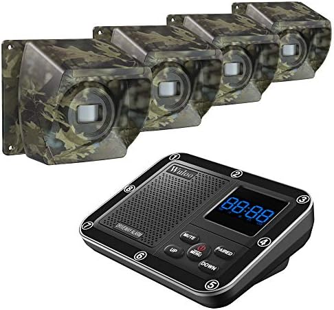 1800 Ft Wireless Outside Driveway Alarm Outdoor Motion Sensor & Detector Driveway Alert System, Rechargeable Battery/Weatherproof/Mute Mode/Clock and Alarm Functional (1&4-Camouflage)