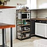 LION HOME 3-Tier Rolling Kitchen Cart with Removable Bamboo Board, SONGMICS Utility Trolley with Wheels & Handles, 70L Storage Organizer for Kitchen, Bathroom, Office, Industrial Black RKB03BL