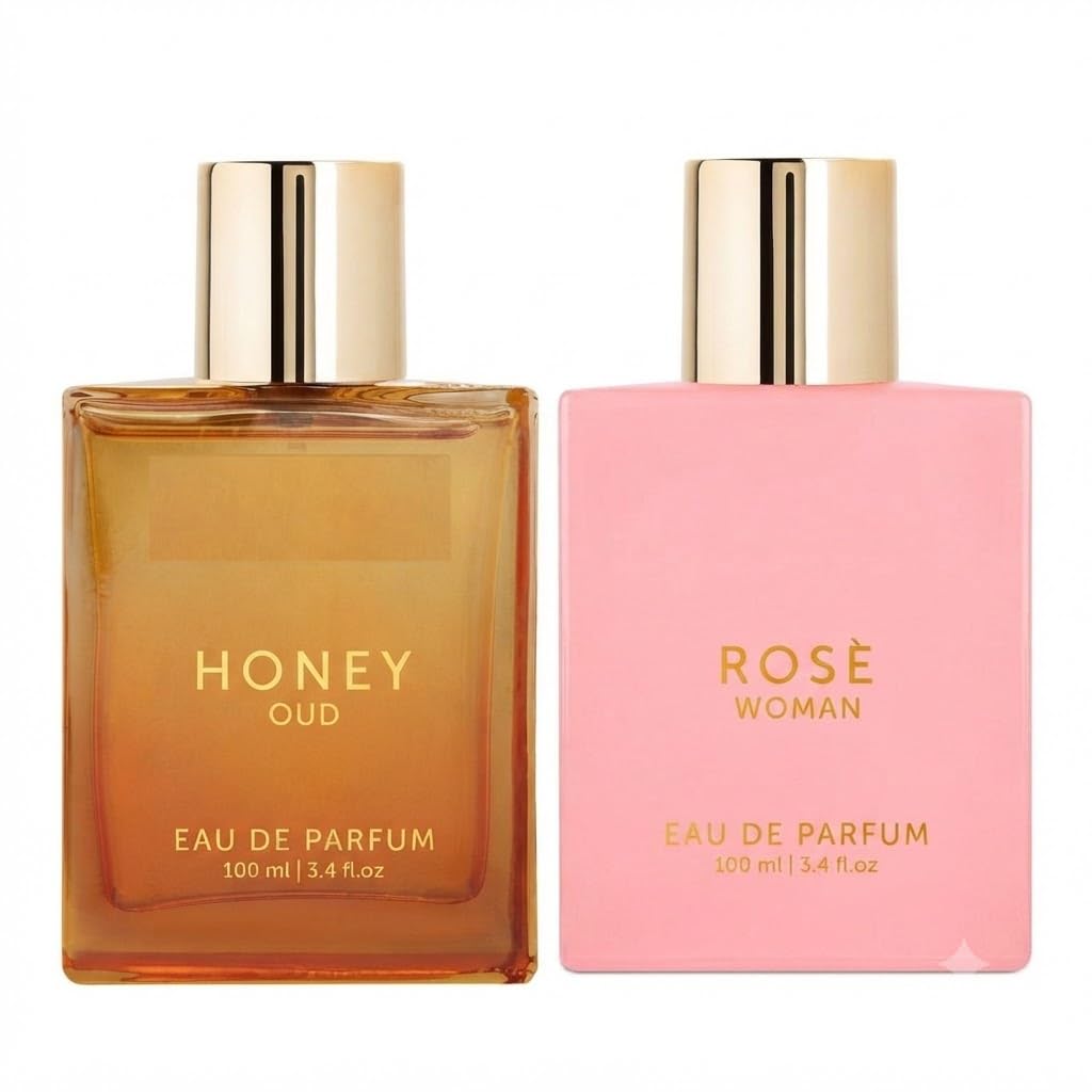 Luksusowe perfumy miodowo-różowe Duo 100 ml każdy (2 sztuki) | Długotrwałe perfumy Eau de Parfum | Premium Fragrance for Women & Men | Everyday Scent | Elegancki zestaw podarunkowy | 2 x 100ml