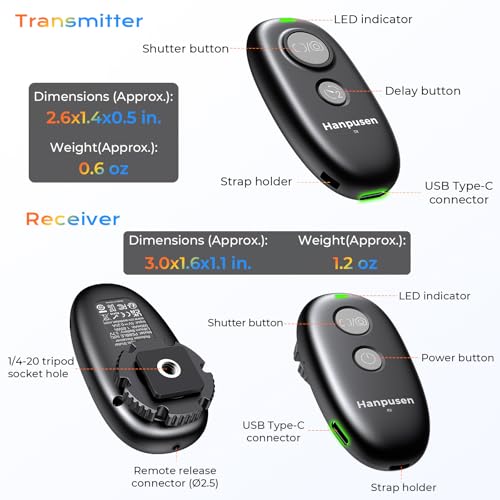 Image of Rechargeable Camera Remote Control for Panasonic Wireless Shutter Release | for Panasonic S5II, GH6, S5, BGH1, GH5 II, BS1H, S5IIX, G9 II, GH7, G97, Replaces DMW-RSL1