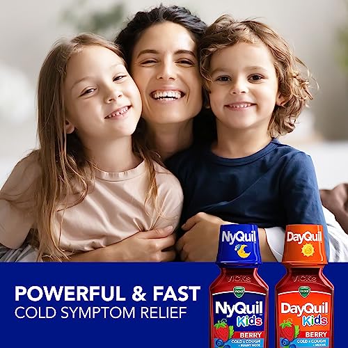 image for Vicks Kids DayQuil & NyQuil Berry Cold & Cough Medicine Co-Pack, Dayti