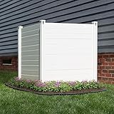 4ft H x 4ft W (2 Panels) No Dig Enclo Premium White Vinyl Privacy Screen, Outdoor Privacy Panels, Use As Air Conditioner Fence, Trash Can Enclosure, Pool Equipment Enclosure, ZP19014