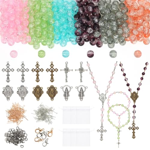 BINRANHS Catholic Rosary Making Kit for Adults Kids DIY Wedding Rosary Jewelry Necklace Making Kit 804pcs Rosary Making Kits Rosary Prayer Making Supplies First Communion Necklace Set