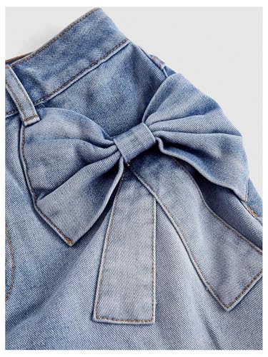 SHENHE Women's Denim Mini Skirt Bowknot Straight Jean Skirt Summer Cute Mini Skirts4