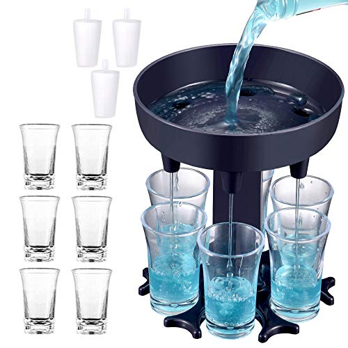 Xbrand 6 Shot Glass Dispenser And Holder(Including 6 Glasses),Bar Shot Dispenser,Cocktail Dispenser,Multiple 6 Shot Dispenser For Filling Liquids,Carrier Liquor Dispenser Drinking Tool (Gray) #TOP14