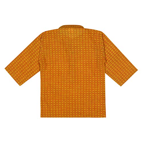 Image of superminis Baby Boys Traditional Ethnic Wear Handloom Cotton Solid Pattern Kurta With White Pyjama Set