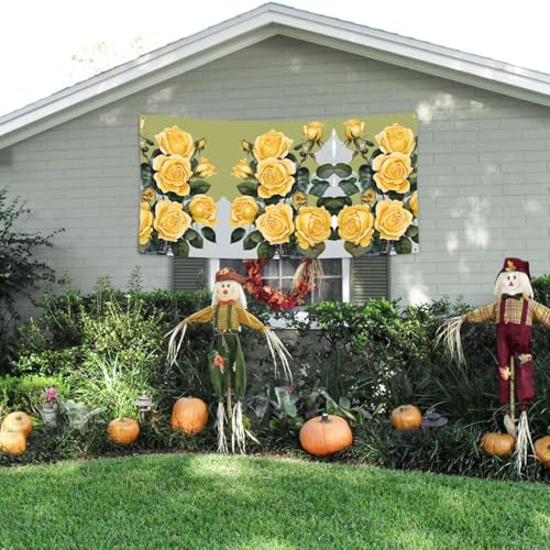 MINDBBDFJ Yellow Rose Print Banners And Signs For Outdoor/Indoor,Personalized Banner Customizable Parties Halloween Banner (180x90cm)3