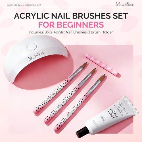 Image of MelodySusie 3Pcs Acrylic Nail Brush Set, Size 8 /10 /14