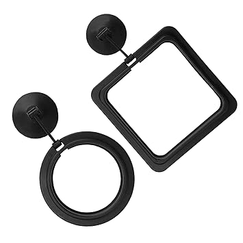 Feeding Ring,2 Pcs Fish Feeding Ring,Floating Food Square ,with Suction Cup Easy to Install Aquarium,Suitable for Goldfish and Other Smaller Fish(Black)