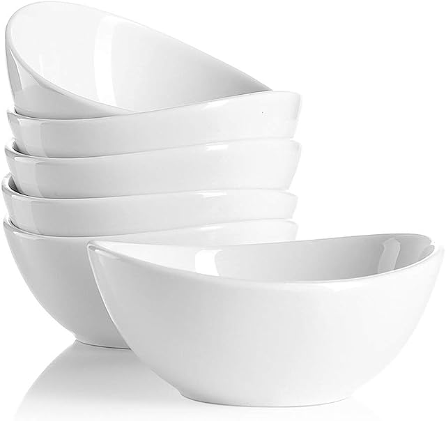 Sweese 123.001 Porcelain Mini Bowls - 100 ml for Dipping Sauces, Small Side Dishes - Set of 6, White