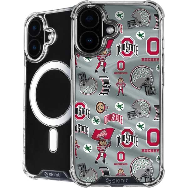 Skinit Phone Case Compatible with MagSafe iPhone 16 Plus - Officially Licensed Ohio State University Pattern Design