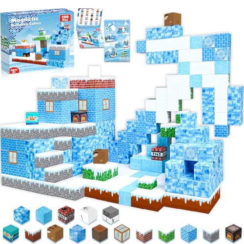 ToyUnited Magnetic Blocks - 100PCS Magnetic Building Blocks Glacier Castle, STEM Montessori Sensory Toys for Toddlers Kids Boys Girls Ages 3 4 5 6 7 8 9 10+ Holiday Birthday Gifts - image 1