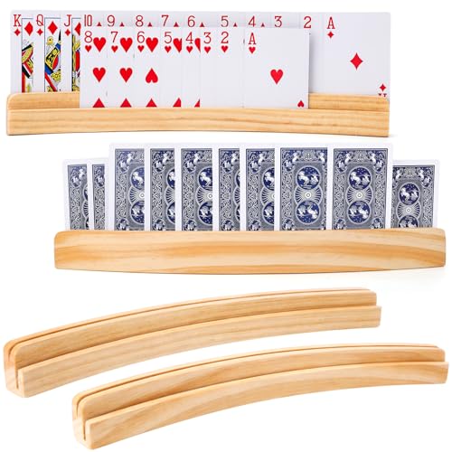 Xialvyu 2 Stück Kartenhalter Kinder Doppelstöckig Spielkartenhalter Holz Multifunktional Kartenhalter Spielkarten Freisprech Spielkartenhalter für Kinder Senioren Erwachsen