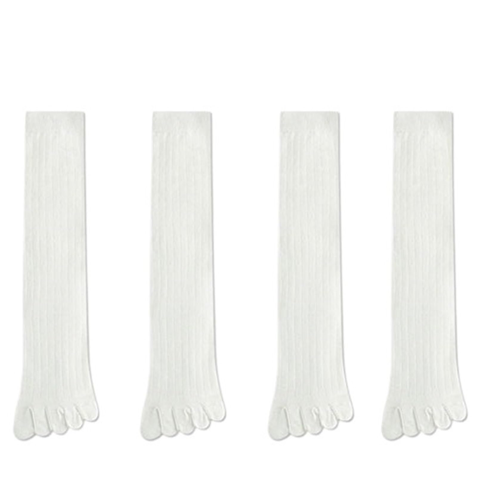 IRFHDCX Toe Socks 2/4 Pairs Toe Socks Long Cotton Simple Breathable 5 Finger Calf 4 Seasons Unisex(4 Pairs white)