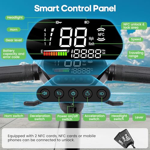 Image of Remote-Control Electric One-Touch Auto-Folding Mobility Scooter for Adults & Seniors, 44 lbs Lightweight Travel Scooter, NFC Smart Unlock, All-Terrain 4 Wheel, 275 lbs Capacity, Airline Approved