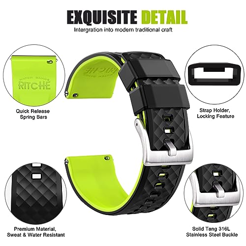 Image of Ritche Christmas Gift Silicone Watch Bands 18mm 20mm 22mm 24mm Quick Release Rubber Watch Bands for Men, White Elephant Gifts, Stocking Stuffers For Men