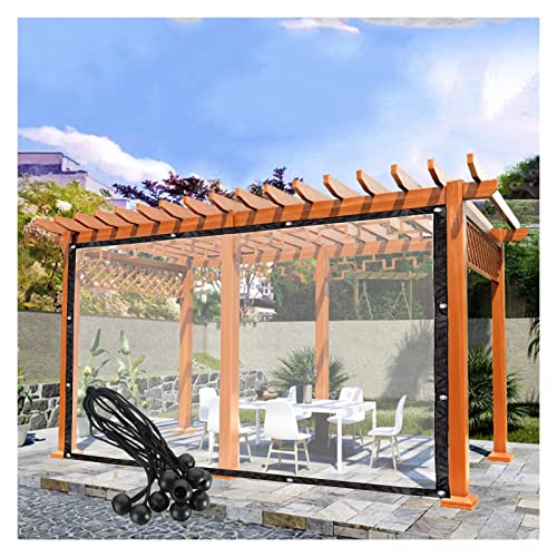 QHLTY Pergola-Vorhänge für Den Außenbereich wasserdichte Transparente Plane Abnehmbar, Terrassenüberdachung Seitenwand Gartenmöbel Abdecken, Anpassbar(7x3m/22.96x9.84ft)