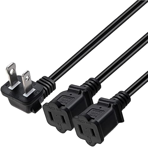 Miniatura 9 de Cable divisor Nema 1-15P a Dual Nema 1-15R polarizado, cable de alimentación macho y hembra de 2 clavijas CA de EE. UU. SPT2 18AWG 10A125V (recto 5